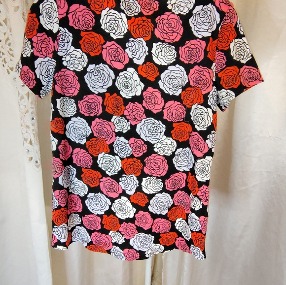 Jones New York Black Floral Camellia Multi T-shirt Size M - Picture 6 of 10